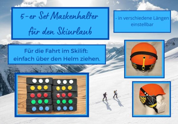 5-Er Set Maskenhalter Für Den Skilift, Einfaches Auf - Und Absetzen Über Skihelm Hinweg, Die Ffp2 Pflicht Im Skiurlaub, Pottbinder