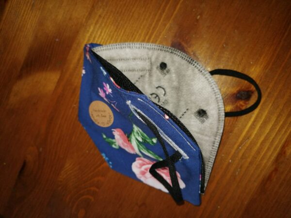Mundschutz Cover Für Ffp2-Masken Reine Baumwolle Blüten Blau