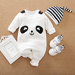 2 Stück Baby Jungen Einzelteil Grundlegend Baumwolle Weiß Panda Gestreift Tier Bedruckt Langarm / Herbst Lightinthebox