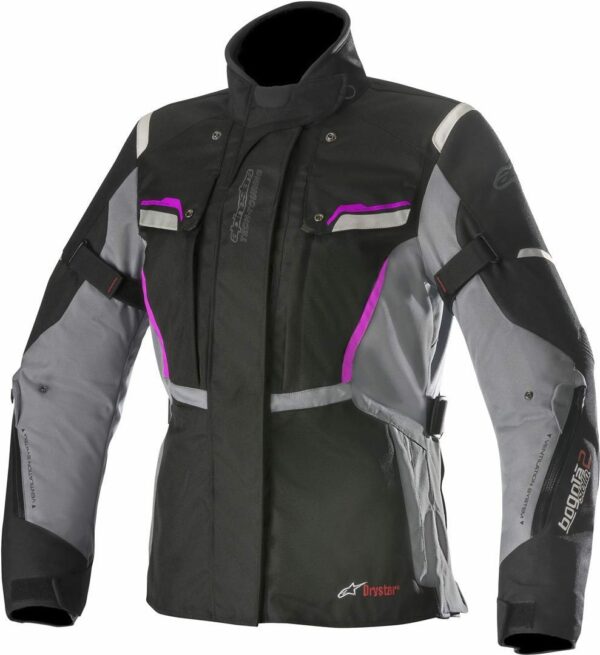 Alpinestars Stella Bogota V2 Drystar Damen Textiljacke, schwarz-grau-pink, Größe XL, schwarz-grau-pink, Größe XL