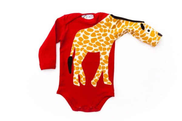 Baby Body Giraffe Luanimals Rot Baumwolle