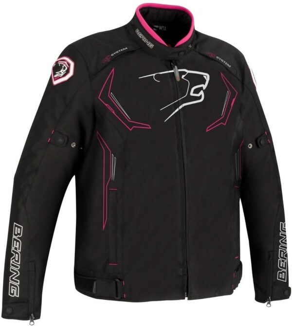 Bering Guardian Übergröße Damen Motorrad Textiljacke, schwarz-pink, Größe M, schwarz-pink, Größe M