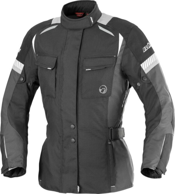 Büse Breno Damen Motorrad Textiljacke, schwarz-grau, Größe 36, schwarz-grau, Größe 36