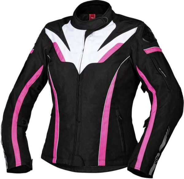 IXS Sport RS-1000-ST Damen Motorrad Textiljacke, schwarz-weiss-pink, Größe S, schwarz-weiss-pink, Größe S