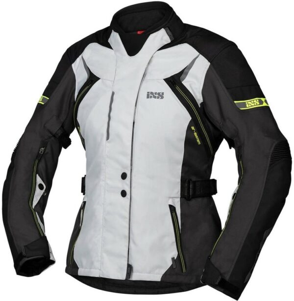 IXS Tour Liz-ST Damen Motorrad Textiljacke, schwarz-grau-gelb, Größe S, schwarz-grau-gelb, Größe S