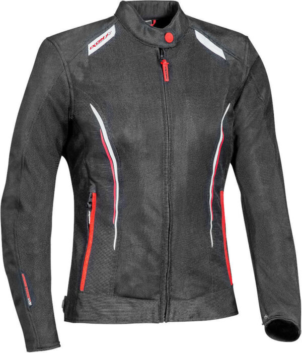 Ixon Cool Air Damen Motorrad Textiljacke, schwarz-weiss-rot, Größe M, schwarz-weiss-rot, Größe M