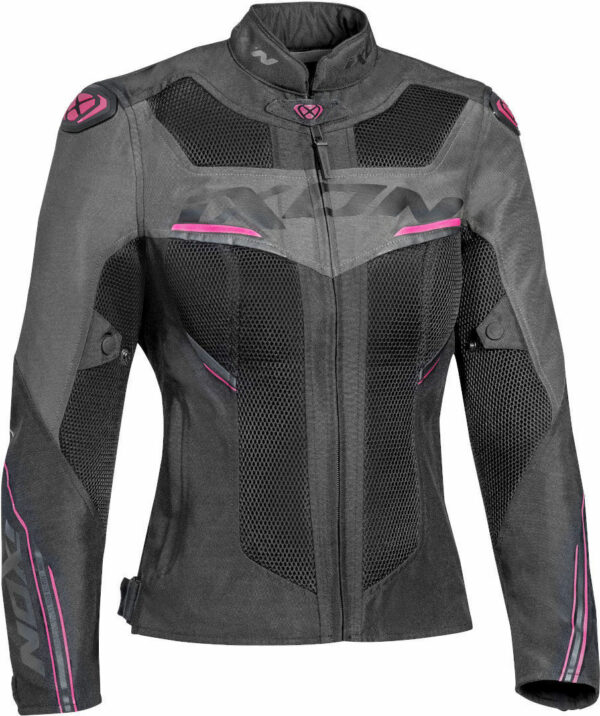 Ixon Draco Damen Motorrad Textiljacke, schwarz-grau-pink, Größe XS, schwarz-grau-pink, Größe XS