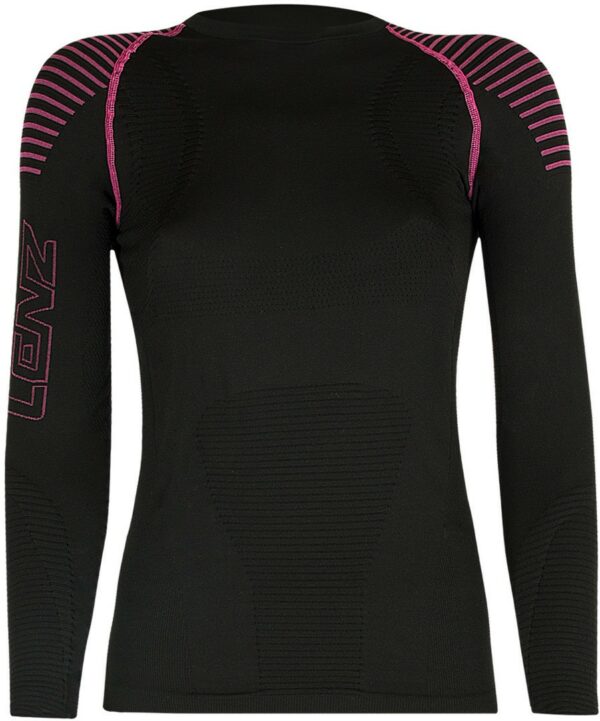Lenz 3.0 Longsleeve Round Neck Damen Langarmshirt, schwarz-pink, Größe XS, schwarz-pink, Größe XS