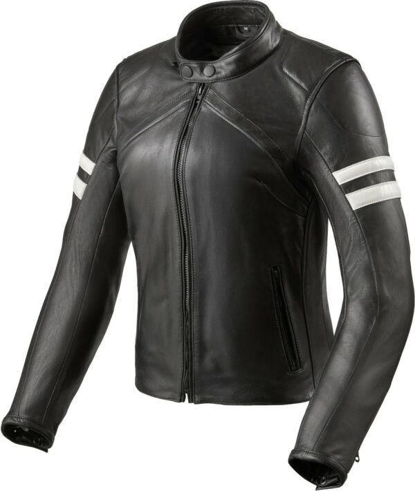 Revit Meridian Damen Motorrad Lederjacke, schwarz-weiss, Größe 38, schwarz-weiss, Größe 38