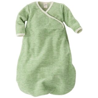 Schlafsack Baby, Schurwolle (kbT), Frottee-Plüsch grün-geringelt Gr.50/56