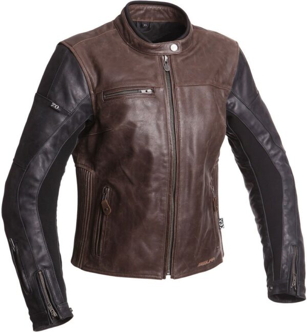 Segura Lady Nova Damen Motorradlederjacke, schwarz-braun, Größe 38, schwarz-braun, Größe 38