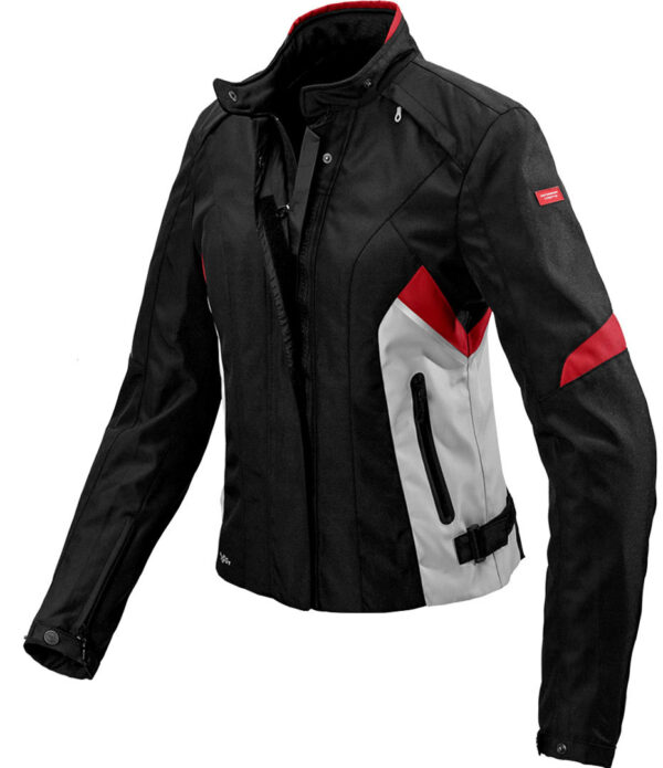 Spidi Flash H2Out Damen Motorrad Textiljacke, schwarz-grau-rot, Größe XL, schwarz-grau-rot, Größe XL