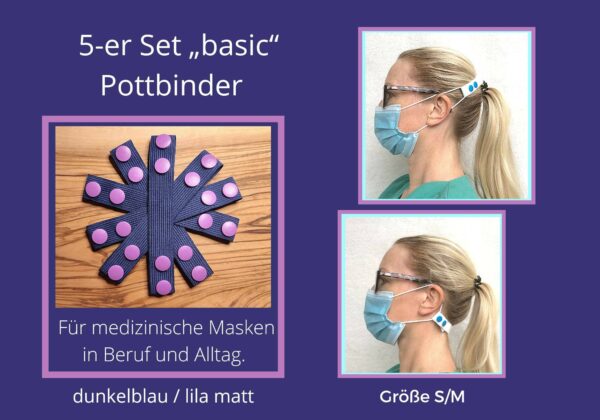 5-Er Pack Basic Pottbinder Für Erwachsene, Ohrenschoner Pflegekräfte, Ffp2, Edel Flexibel Verstellbar, Ohr Erweiterung, Maskenhalter