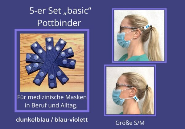 5-Er Pack Basic Pottbinder, Ohrenschoner Für Lehrerinnen, Geschenkidee Pflegekraft, Ffp2, Edel Flexibel Verstellbar, Ohr Erweiterung