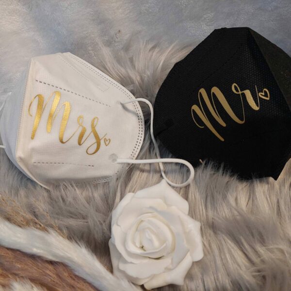 Ffp2-Masken Für Brautpaar, Hochzeit, Mr & Mrs Set Mehrere Varianten