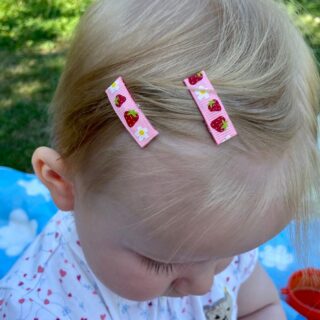 2 X 3cm Baby/Kleinkind Haarspange Haarclip Erdbeeren Strawberry