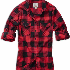 Brandit Amy Flanell Ladies Hemd, schwarz-rot, Größe L für Frauen, schwarz-rot, Größe L