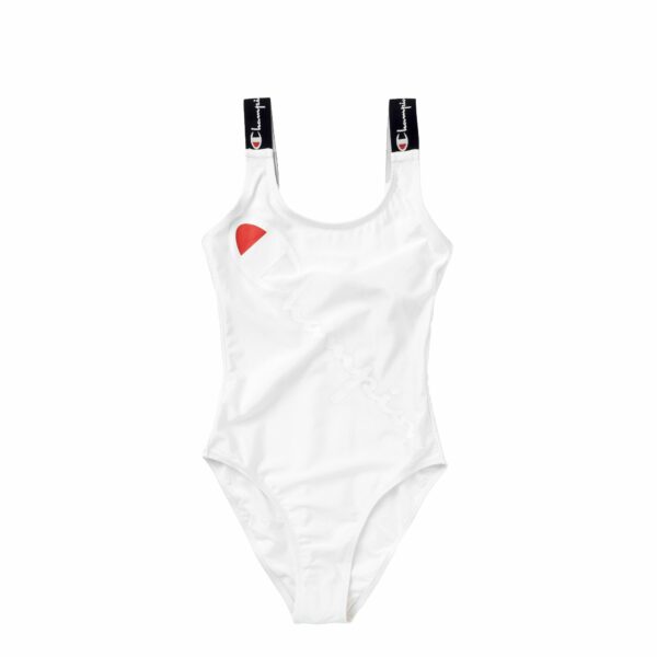 CHAMPION WMNS DIAGONAL SCRIPT LOGO SWIMSUIT WITH LOGO STRAPS white female Swimwear jetzt erhältlich auf BSTN.com in Größe XS