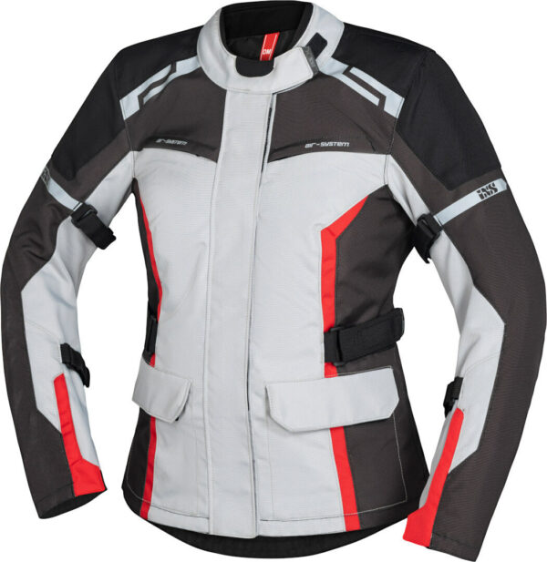 IXS Evans-ST 2.0 Damen Motorrad Textiljacke, grau-rot, Größe S, grau-rot, Größe S