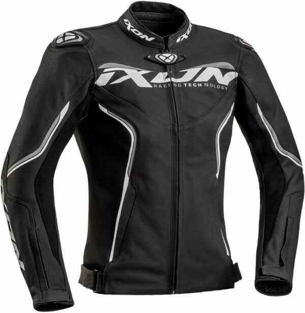 Ixon Trinity Damen Motorrad Lederjacke, schwarz-grau-weiss, Größe L, schwarz-grau-weiss, Größe L