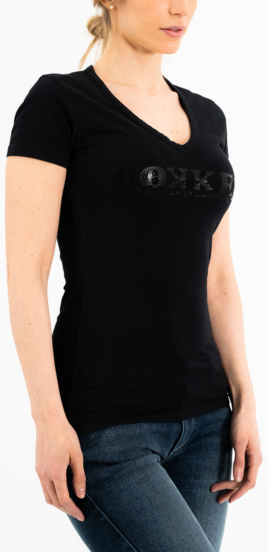 Rokker Lady T-Shirt, schwarz, Größe XL für Frauen, schwarz, Größe XL