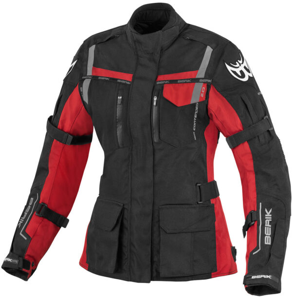 Berik Torino wasserdichte Damen Motorrad Textiljacke, schwarz-rot, Größe 38, schwarz-rot, Größe 38