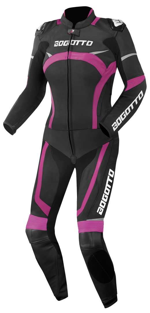 Bogotto Misano 2-Teiler Damen Motorrad Lederkombi, schwarz-pink, Größe 34, schwarz-pink, Größe 34
