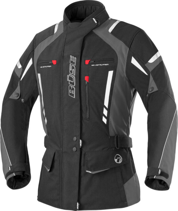 Büse Torino Pro Damen Motorrad Textiljacke, schwarz-grau, Größe 46, schwarz-grau, Größe 46