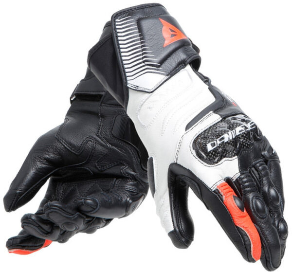 Dainese Carbon 4 Long Damen Motorradhandschuhe, schwarz-weiss-rot, Größe M, schwarz-weiss-rot, Größe M