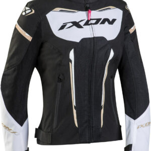 Ixon Striker Air Damen Motorrad Textiljacke, schwarz-weiss-gold, Größe XS, schwarz-weiss-gold, Größe XS