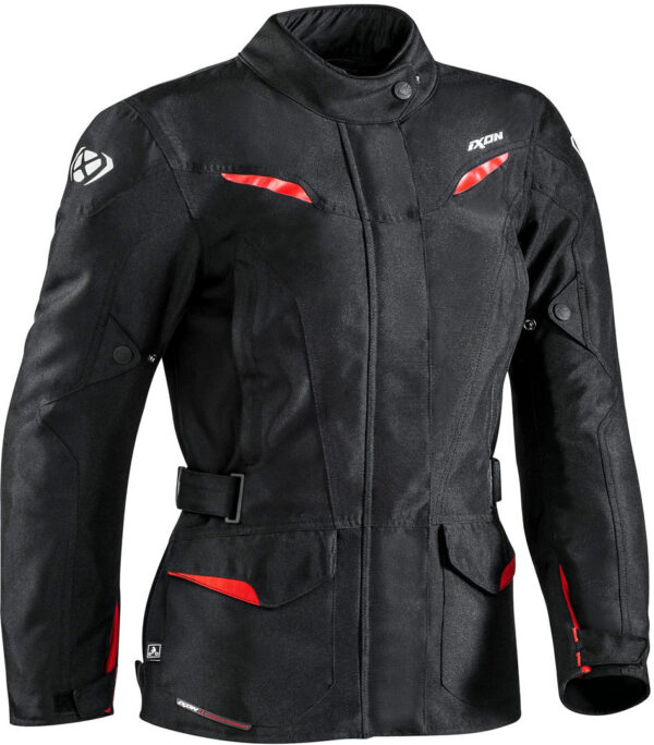 Ixon Summit 2 Damen Motorrad Textiljacke, schwarz-rot, Größe XS, schwarz-rot, Größe XS