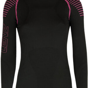 Lenz 3.0 Longsleeve Round Neck Damen Langarmshirt, schwarz-pink, Größe S, schwarz-pink, Größe S