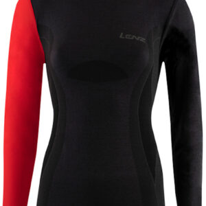 Lenz 6.0 Merino Turtle Neck Damen Langarmshirt, schwarz-rot, Größe XS, schwarz-rot, Größe XS