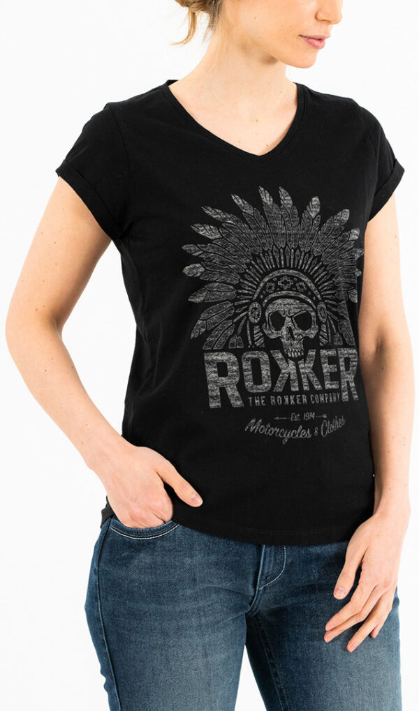 Rokker Indian Bonnet Damen T-Shirt, schwarz, Größe XS, schwarz, Größe XS