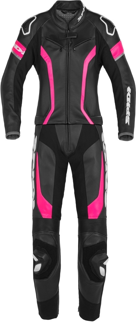 Spidi Laser Touring 2-Teiler Damen Motorrad Lederkombi, schwarz-pink, Größe 42, schwarz-pink, Größe 42