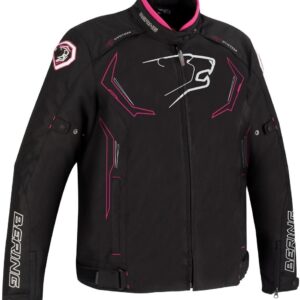 Bering Guardian Übergröße Damen Motorrad Textiljacke, schwarz-pink, Größe XL, schwarz-pink, Größe XL