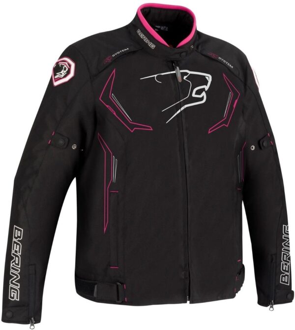 Bering Guardian Übergröße Damen Motorrad Textiljacke, schwarz-pink, Größe XL, schwarz-pink, Größe XL