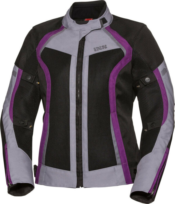 IXS Sport Andorra-Air Damen Motorrad Textiljacke, schwarz-lila, Größe M, schwarz-lila, Größe M