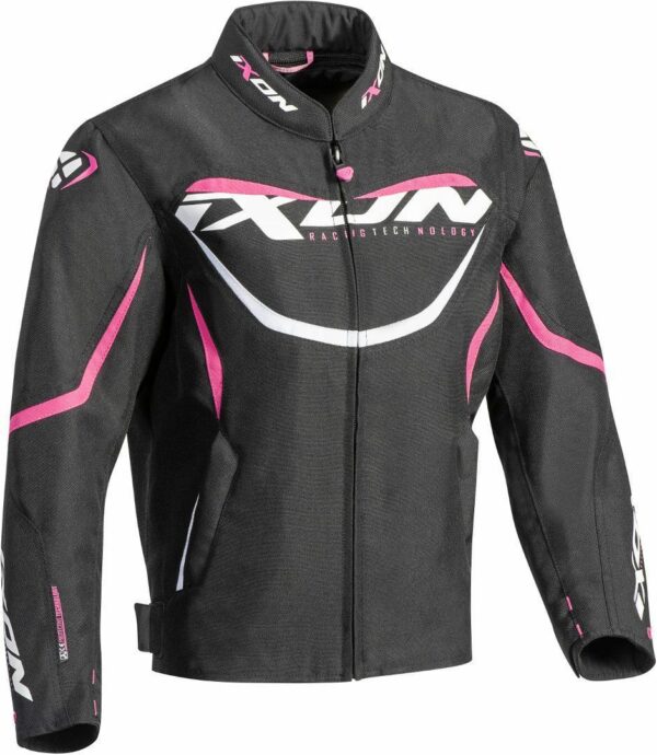 Ixon Sprinter Kinder Mädchen Motorrad Textiljacke, schwarz-pink, Größe 36, schwarz-pink, Größe 36