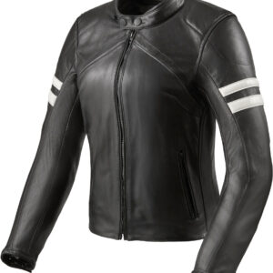 Revit Meridian Damen Motorrad Lederjacke, schwarz-weiss, Größe 38, schwarz-weiss, Größe 38