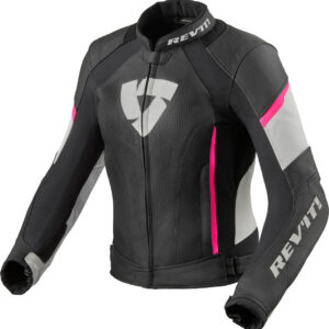 Revit Xena 3 Damen Motorrad Lederjacke, schwarz-weiss-pink, Größe 34, schwarz-weiss-pink, Größe 34