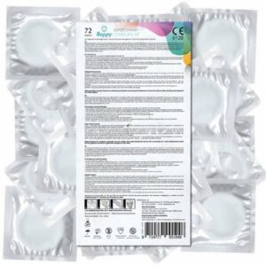 Beppy Kondome "Beppy "Comfort" feuchte Kondome in Komfortgröße" Packung mit, 72 St., bewährte Qualität von BEPPY - feucht und zuverlässig an allen Tagen, 56mm Breite