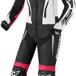 Berik Monza Damen 2-Teiler Motorrad Lederkombi, schwarz-weiss-pink, Größe 40, schwarz-weiss-pink, Größe 40