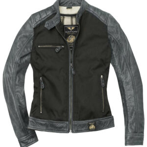 Black-Cafe London Johannesburg Damen Motorrad Leder- / Textil Jacke, schwarz-grau, Größe S, schwarz-grau, Größe S