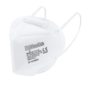 D-Maske FFP2 NR Atemschutzmaske, Modell 2a, ohne Ventil, Schutzmaske mit hoher Filterwirkung bei niedrigem Atemwiderstand, PSA 3 konform, 1 Box = 20 Stück, einzeln verpackt