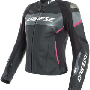 Dainese Racing 3 Lady D-Air® Airbag Damen Motorrad Lederjacke, schwarz-pink, Größe 44, schwarz-pink, Größe 44