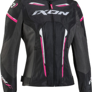 Ixon Striker WP Damen Motorrad Textil Jacke, schwarz-grau-rot, Größe M, schwarz-grau-rot, Größe M