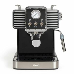 LIVOO Kaffeemühle Espressomaschine mit Aufschäumdüse 1,5 L 1350 W Schwarz