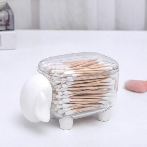 Wattestäbchenbox, Kunststoffhalterbox mit Deckel Aufbewahrungsbox für Wattestäbchen oder Make-up-Kosmetik, transparent, weiß