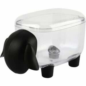 Werkzeuge - Wattestäbchenbox, Kunststoffhalterbox mit Deckel Aufbewahrungsbox für Wattestäbchen oder Make-up-Kosmetik, transparent, schwarz